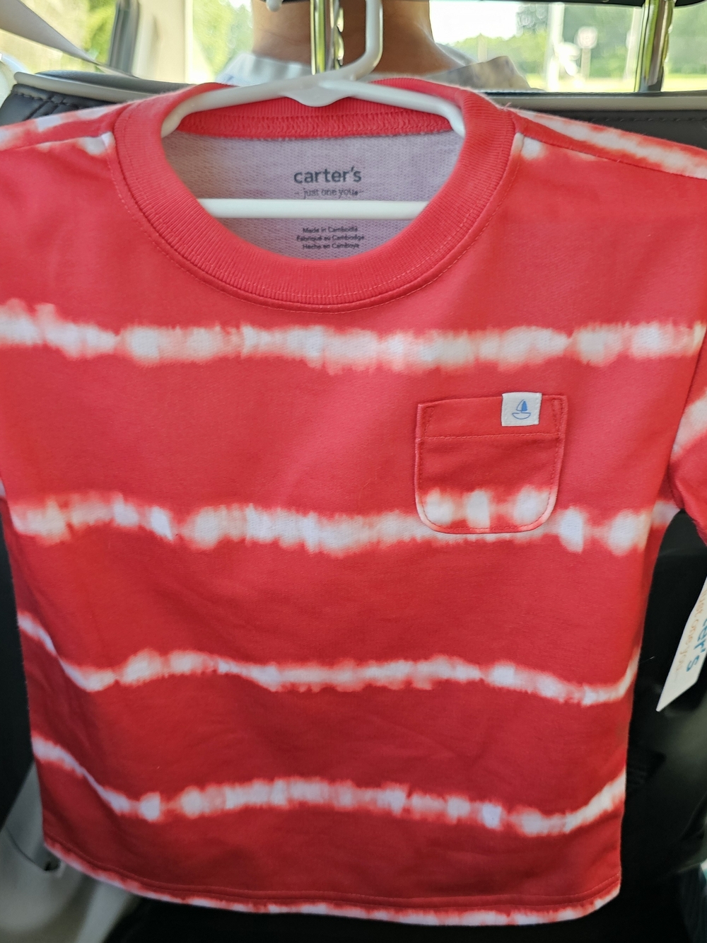 Carter's Red and White Tie-Dye Pocket Tee